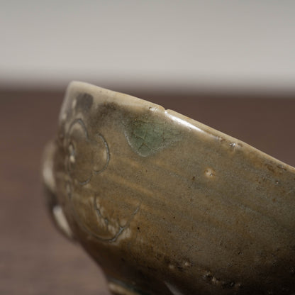Goryeo Celadon Bowl with Incised Flower Design