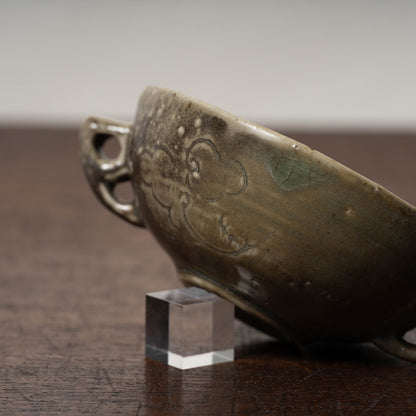 Goryeo Celadon Bowl with Incised Flower Design