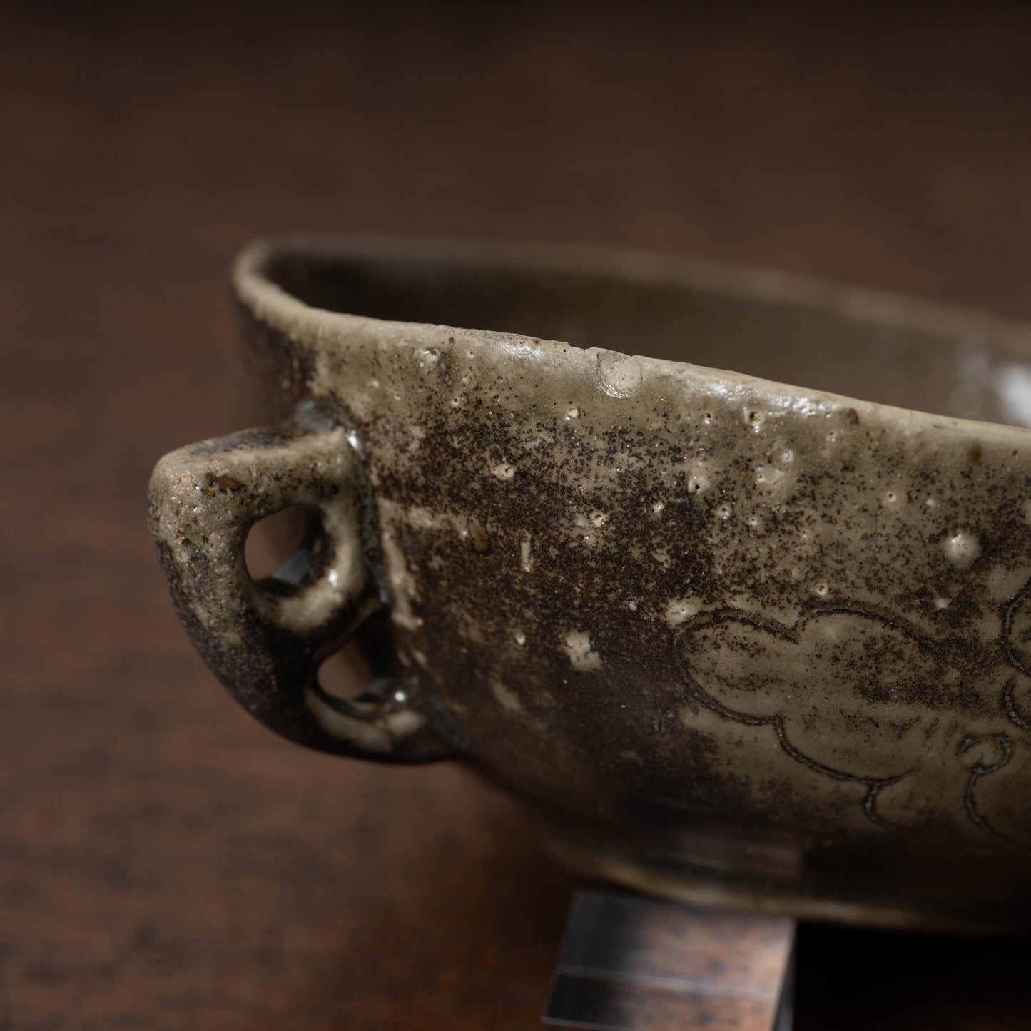 Goryeo Celadon Bowl with Incised Flower Design
