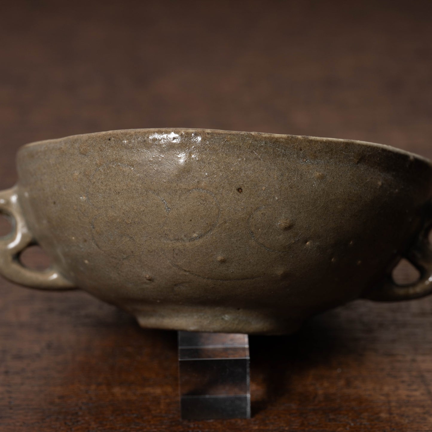 Goryeo Celadon Bowl with Incised Flower Design