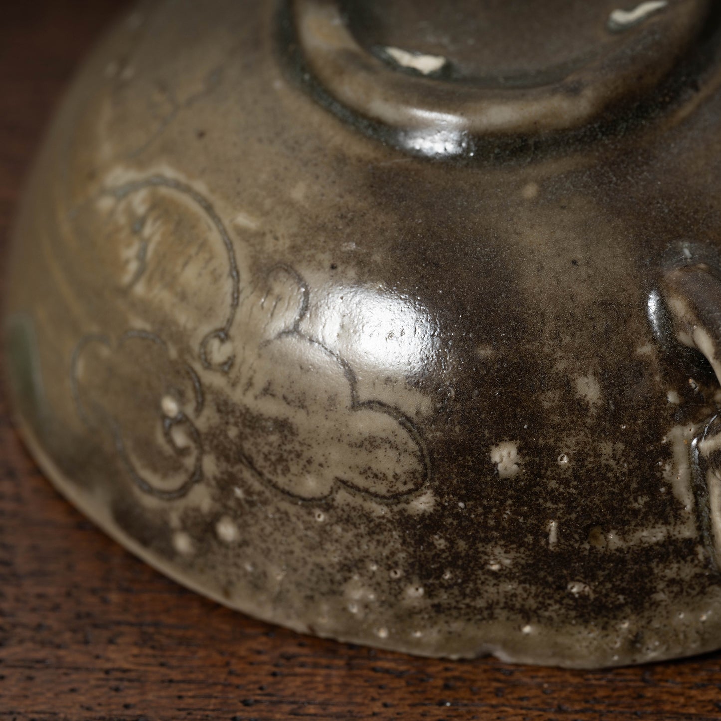 Goryeo Celadon Bowl with Incised Flower Design