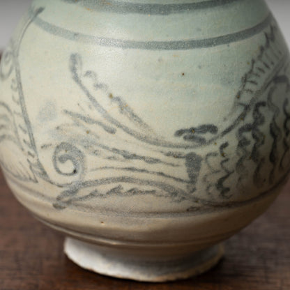 高麗末 粉青沙器鉄絵魚文瓶