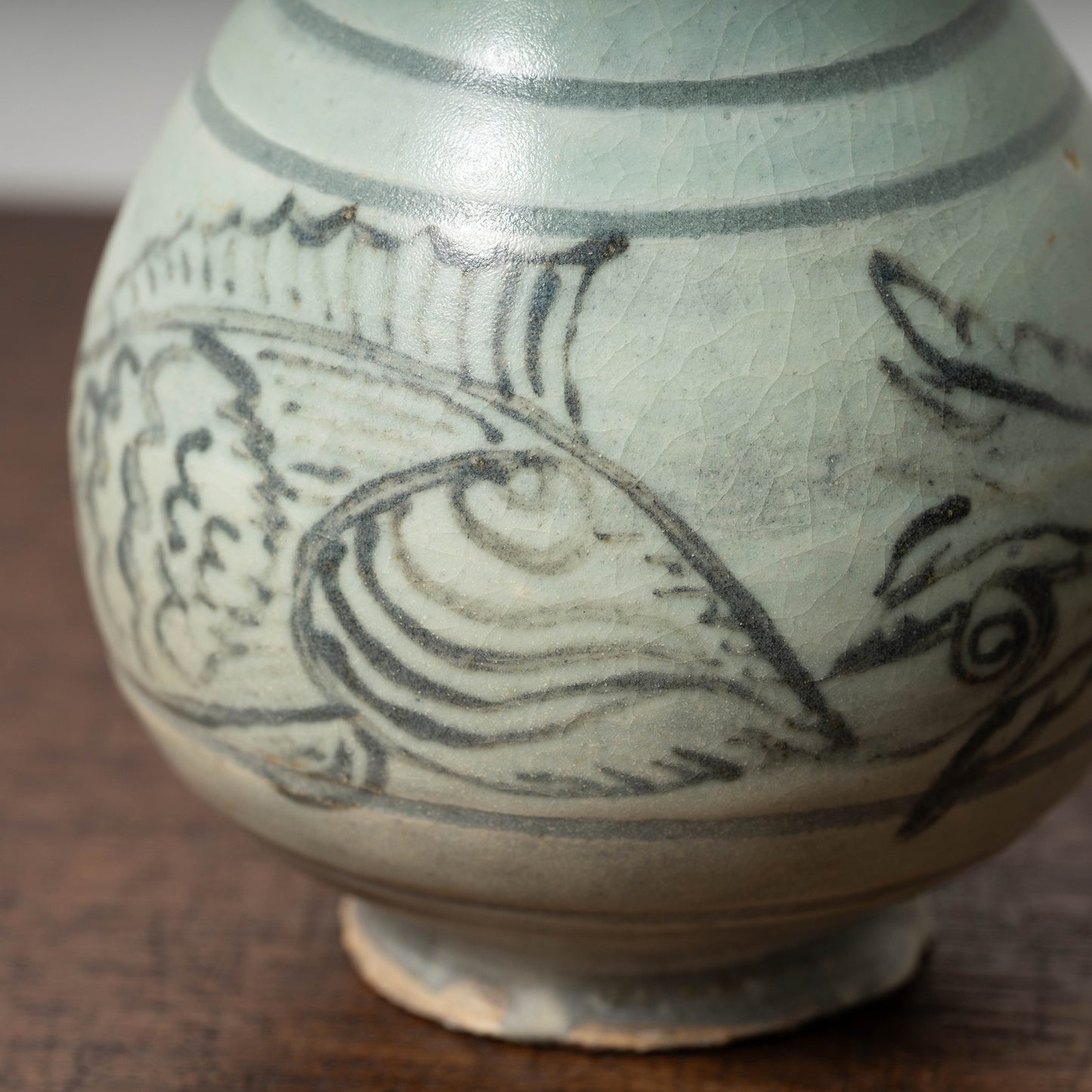 高麗末 粉青沙器鉄絵魚文瓶