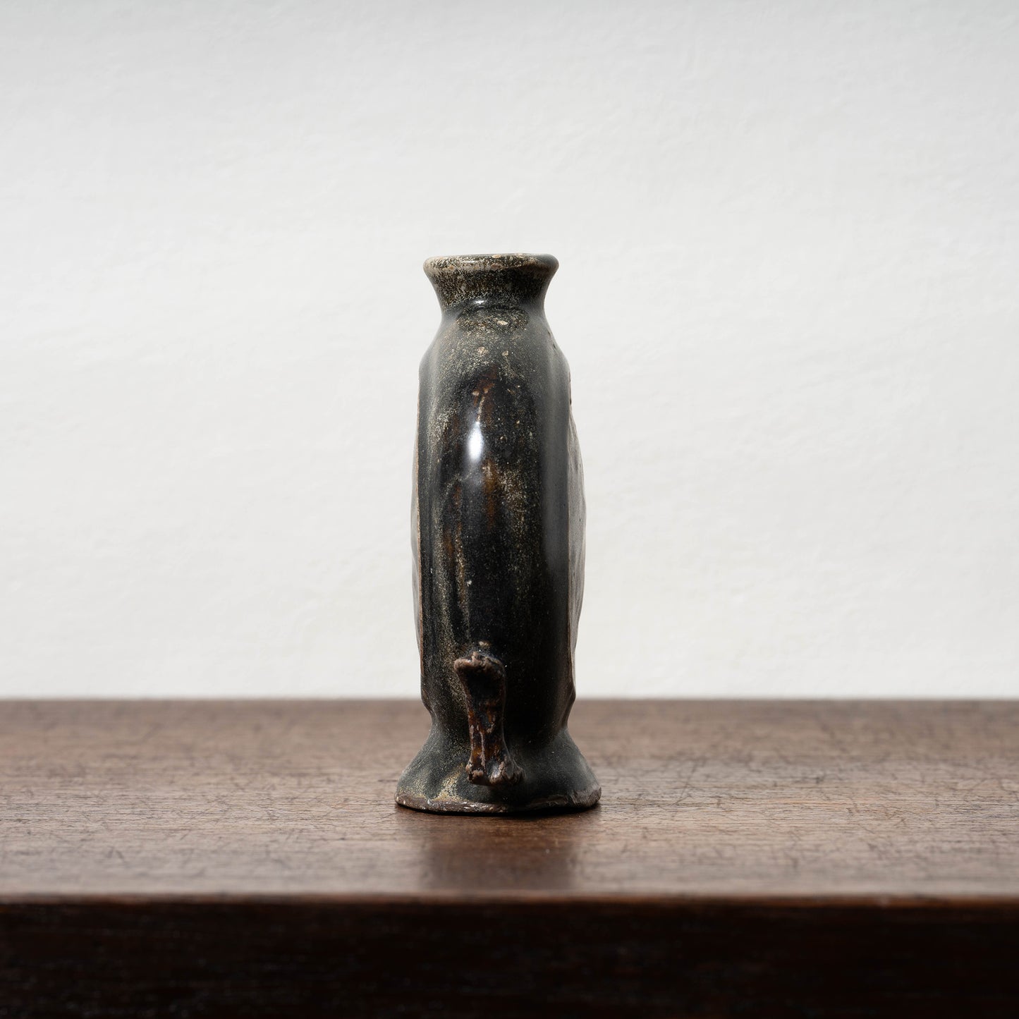 Goryeo Black Glazed Flat Jar with Dragon Handles