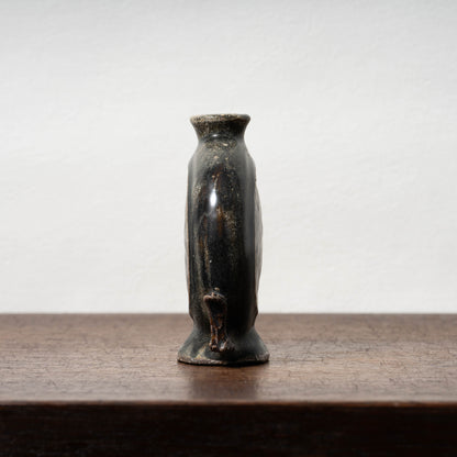 Goryeo Black Glazed Flat Jar with Dragon Handles