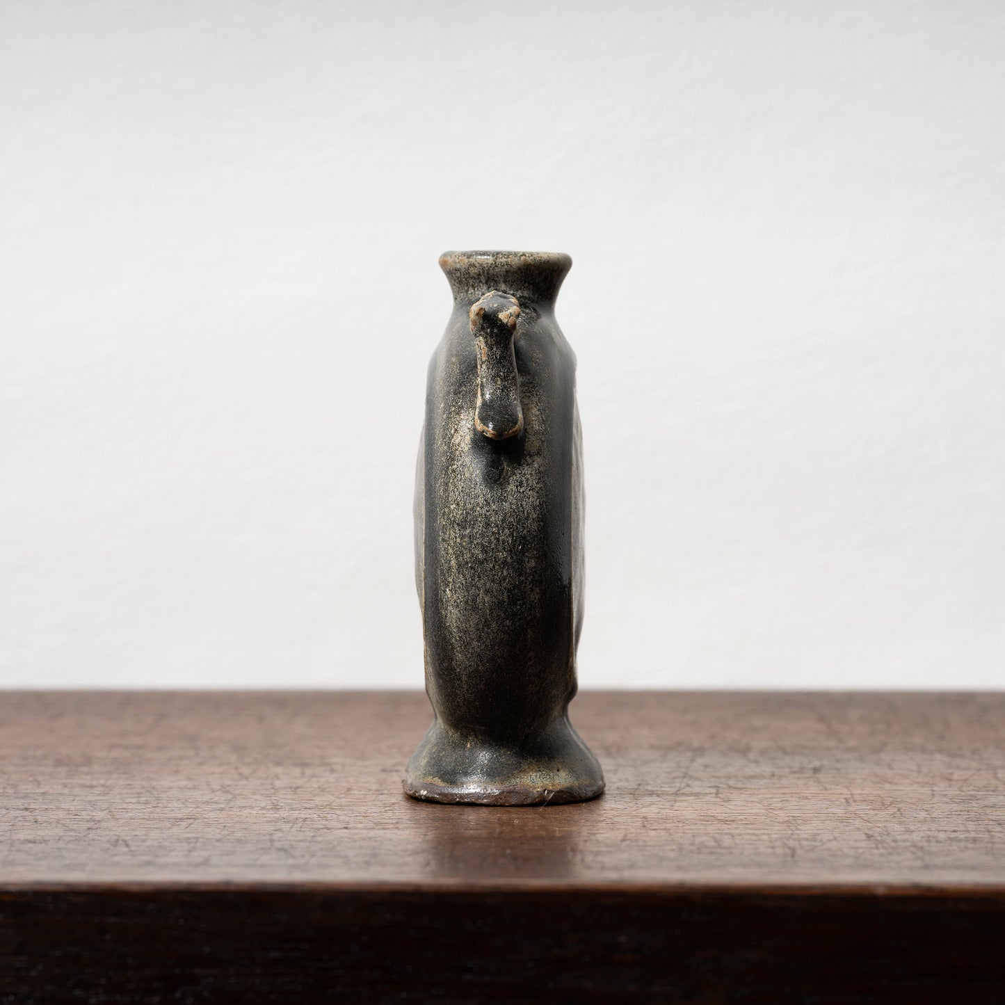Goryeo Black Glazed Flat Jar with Dragon Handles
