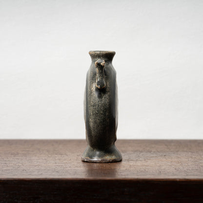 Goryeo Black Glazed Flat Jar with Dragon Handles