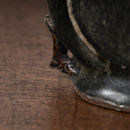 Goryeo Black Glazed Flat Jar with Dragon Handles