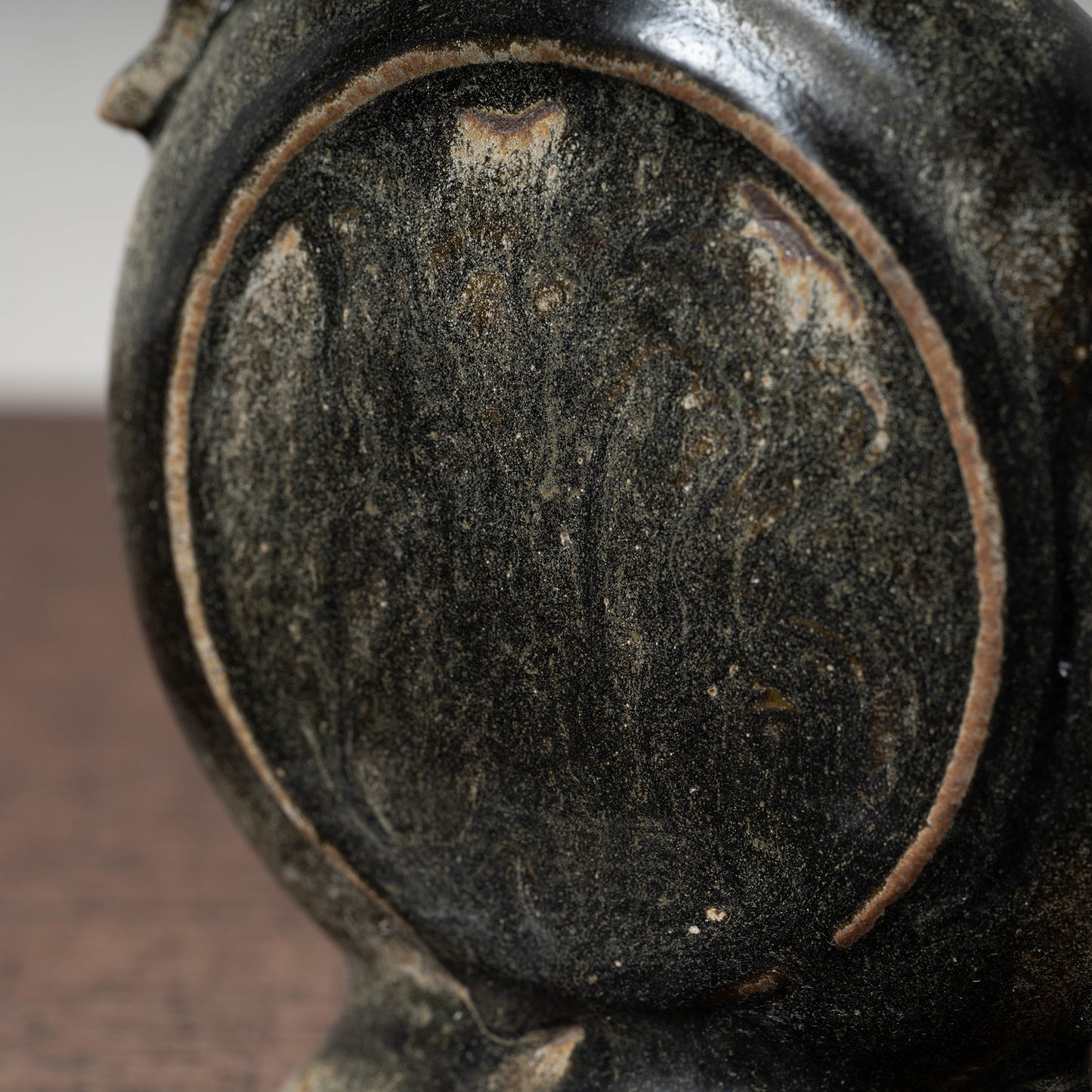 Goryeo Black Glazed Flat Jar with Dragon Handles