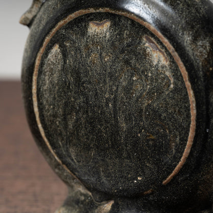 Goryeo Black Glazed Flat Jar with Dragon Handles