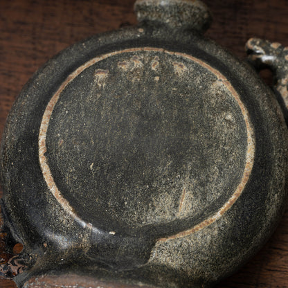 Goryeo Black Glazed Flat Jar with Dragon Handles