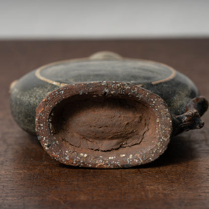 Goryeo Black Glazed Flat Jar with Dragon Handles