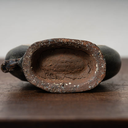 Goryeo Black Glazed Flat Jar with Dragon Handles