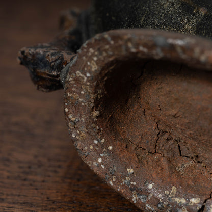 Goryeo Black Glazed Flat Jar with Dragon Handles
