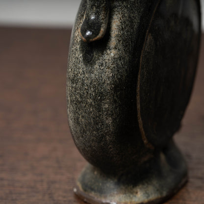 Goryeo Black Glazed Flat Jar with Dragon Handles