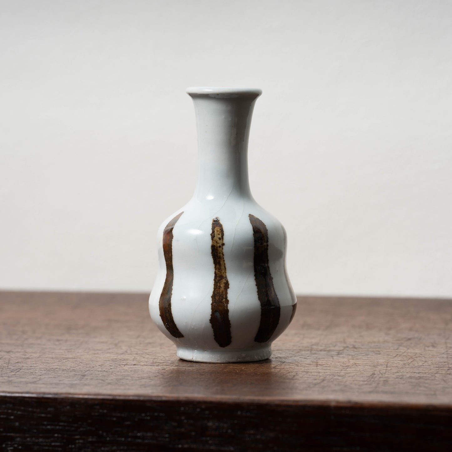 Joseon Dynasty Bunwon Ware Bottle with Striped Design in Underglazed Iron Brown