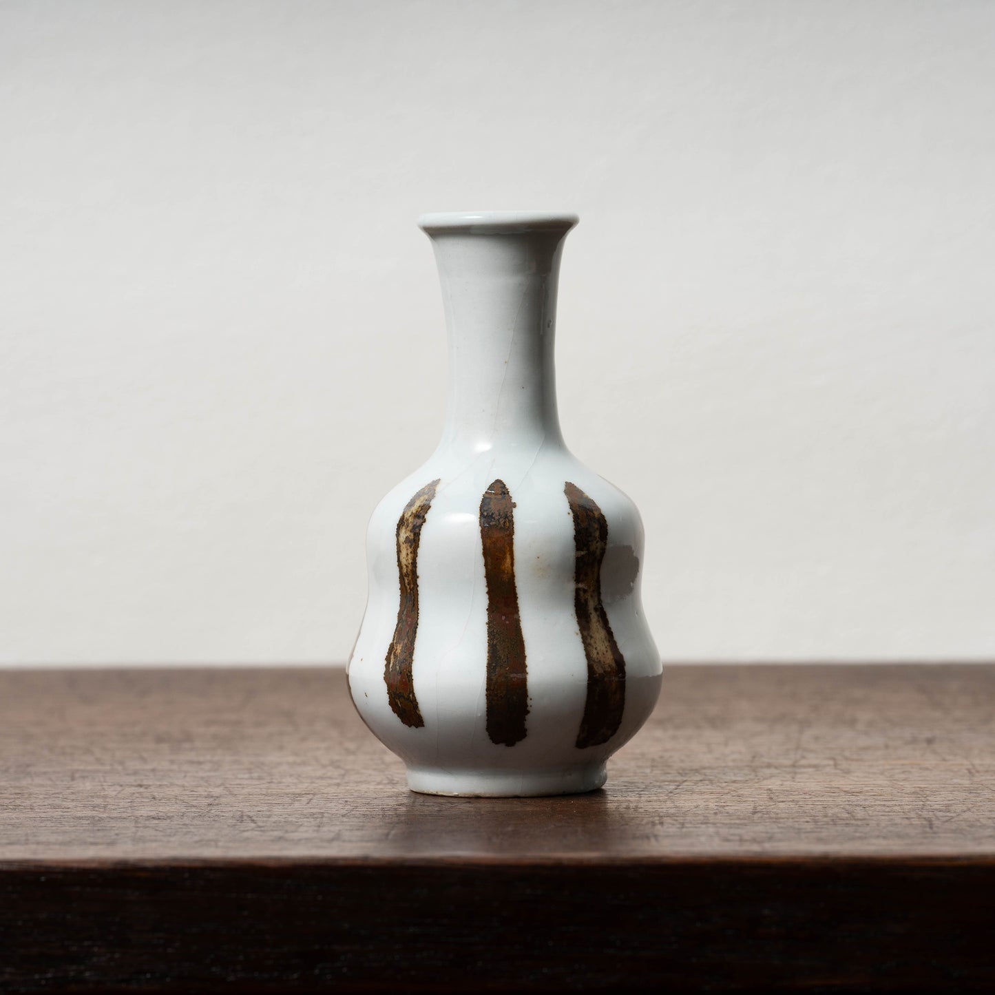 Joseon Dynasty Bunwon Ware Bottle with Striped Design in Underglazed Iron Brown