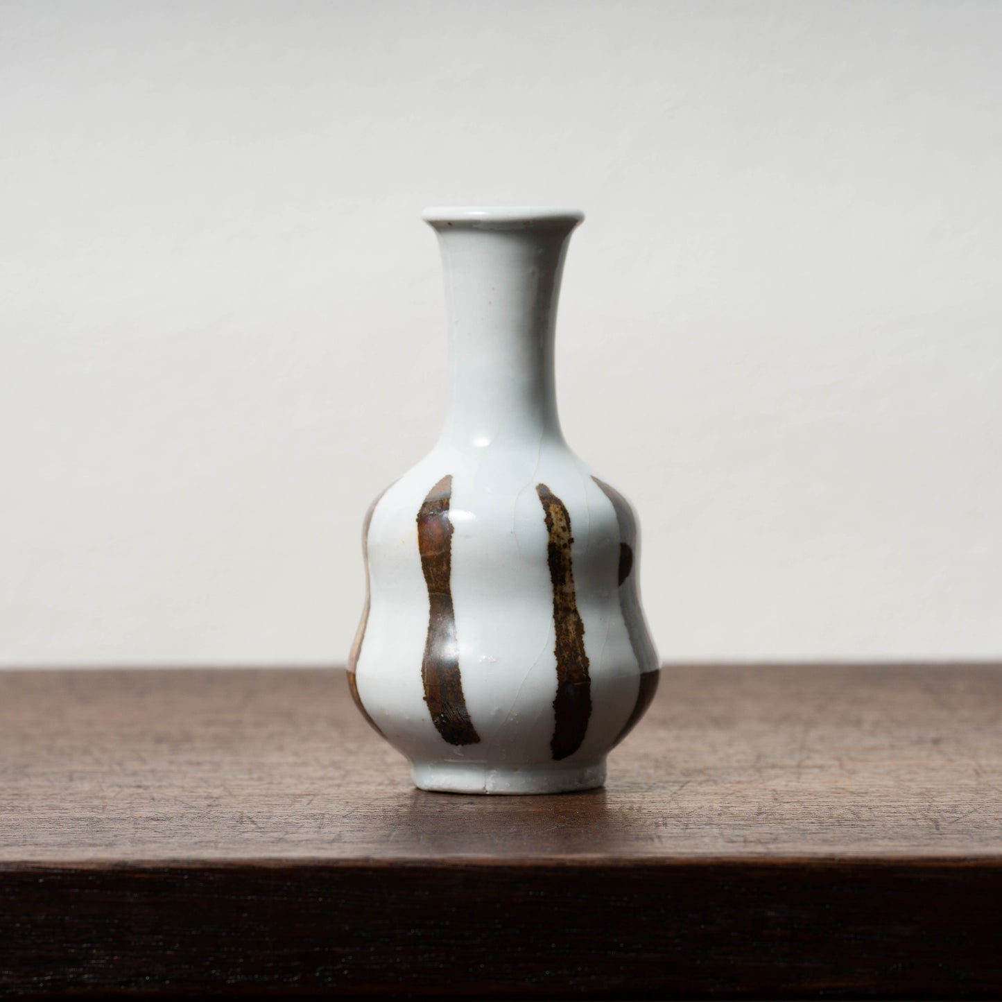 Joseon Dynasty Bunwon Ware Bottle with Striped Design in Underglazed Iron Brown
