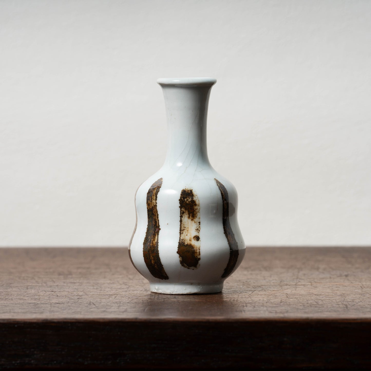 Joseon Dynasty Bunwon Ware Bottle with Striped Design in Underglazed Iron Brown