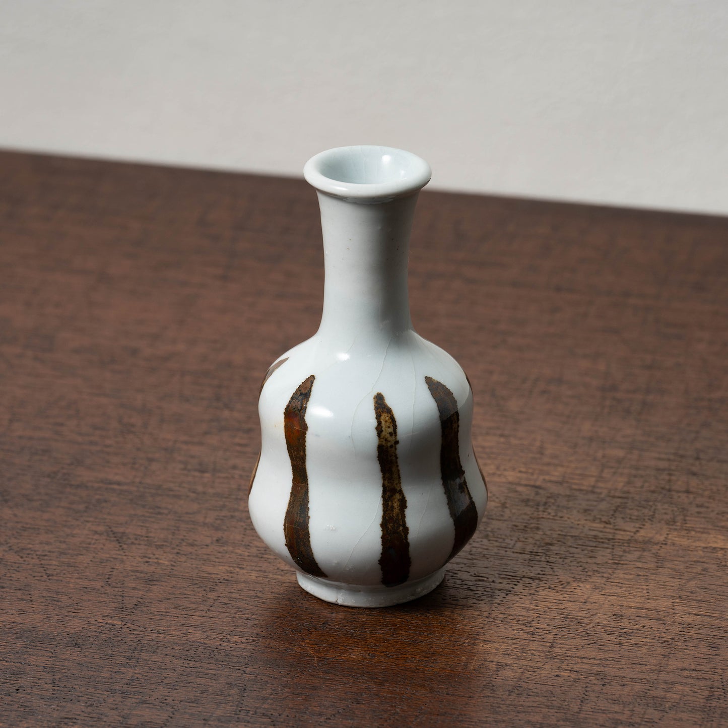 Joseon Dynasty Bunwon Ware Bottle with Striped Design in Underglazed Iron Brown
