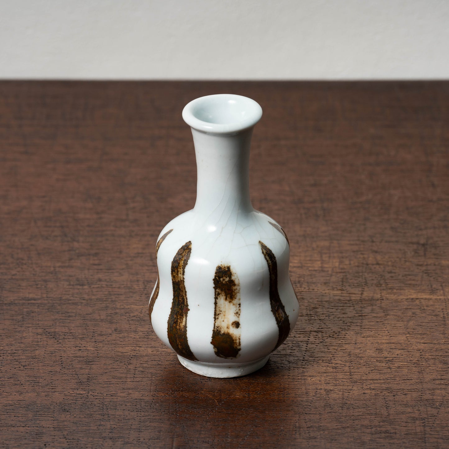 Joseon Dynasty Bunwon Ware Bottle with Striped Design in Underglazed Iron Brown