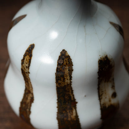 Joseon Dynasty Bunwon Ware Bottle with Striped Design in Underglazed Iron Brown
