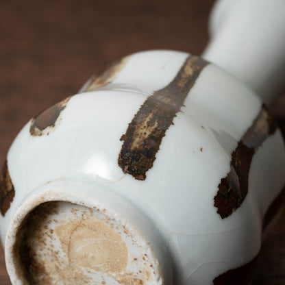 Joseon Dynasty Bunwon Ware Bottle with Striped Design in Underglazed Iron Brown