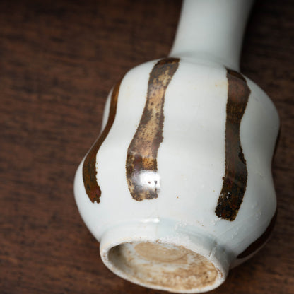 Joseon Dynasty Bunwon Ware Bottle with Striped Design in Underglazed Iron Brown