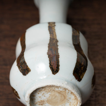 Joseon Dynasty Bunwon Ware Bottle with Striped Design in Underglazed Iron Brown