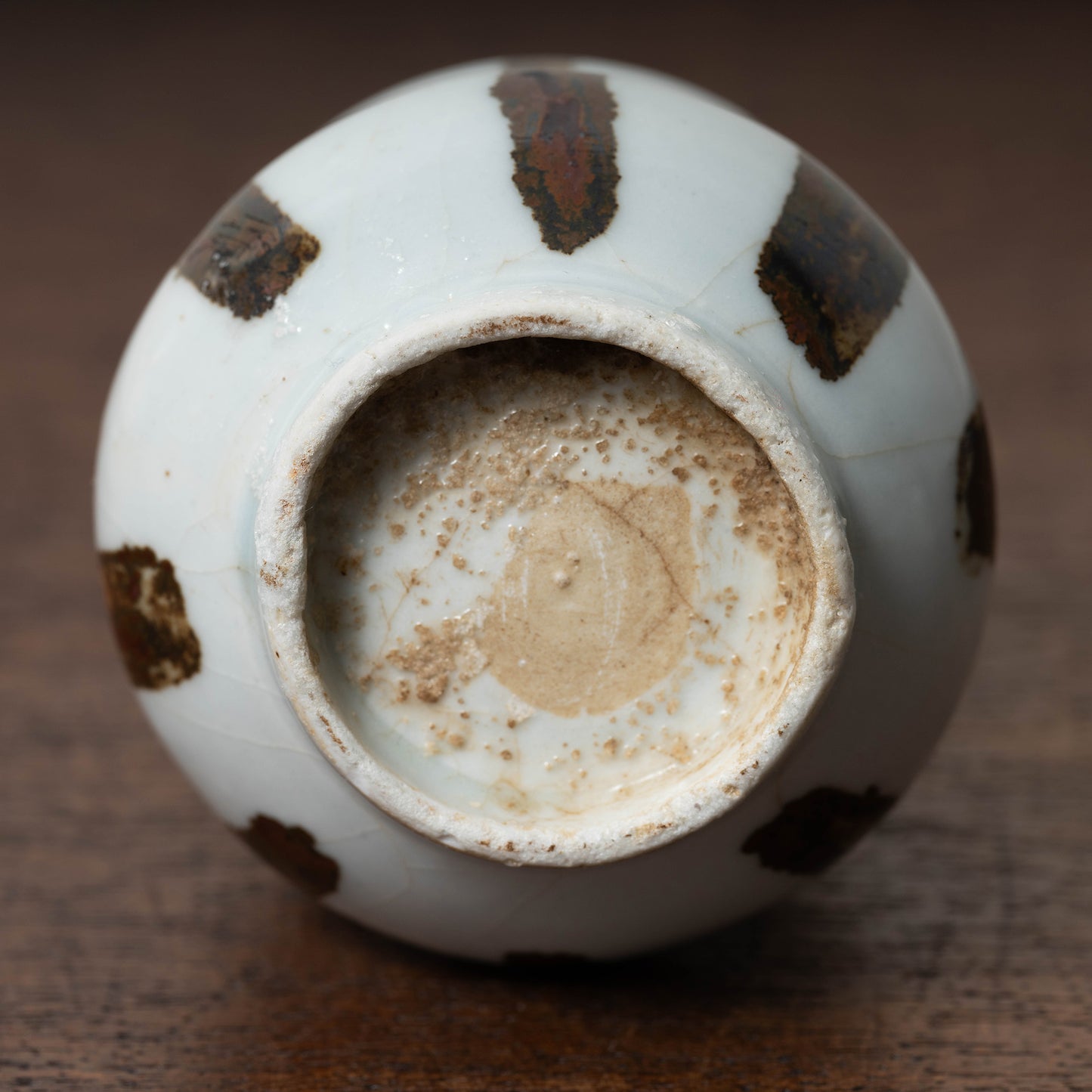 Joseon Dynasty Bunwon Ware Bottle with Striped Design in Underglazed Iron Brown