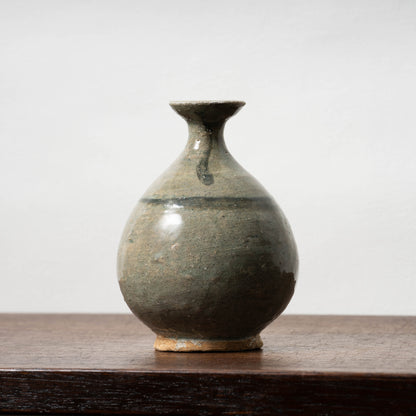 Joseon Dynasty Celadon Bottle with Underglaze Iron-painted