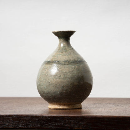 Joseon Dynasty Celadon Bottle with Underglaze Iron-painted