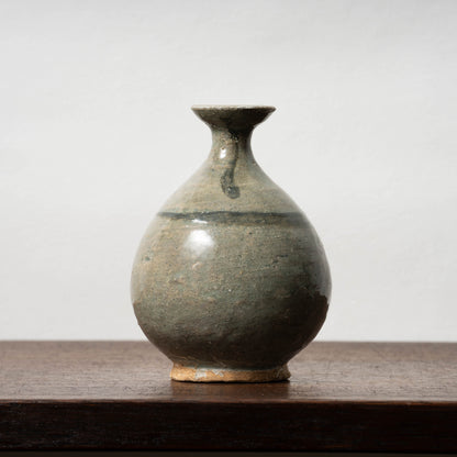 Joseon Dynasty Celadon Bottle with Underglaze Iron-painted