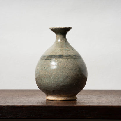 Joseon Dynasty Celadon Bottle with Underglaze Iron-painted