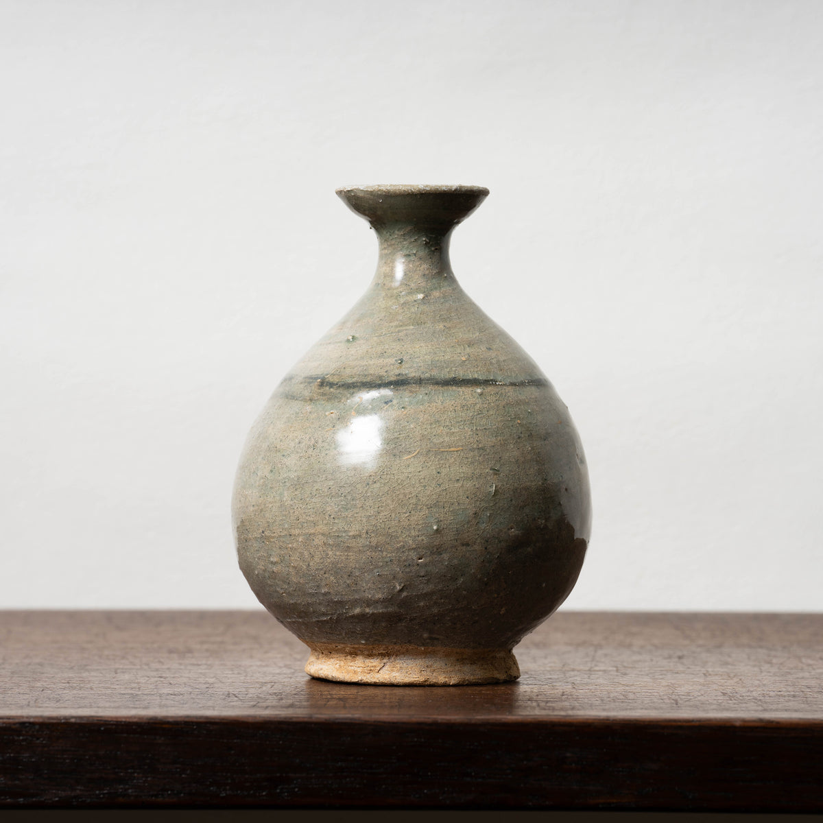 Joseon Dynasty Celadon Bottle with Underglaze Iron-painted