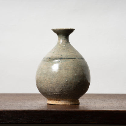 Joseon Dynasty Celadon Bottle with Underglaze Iron-painted