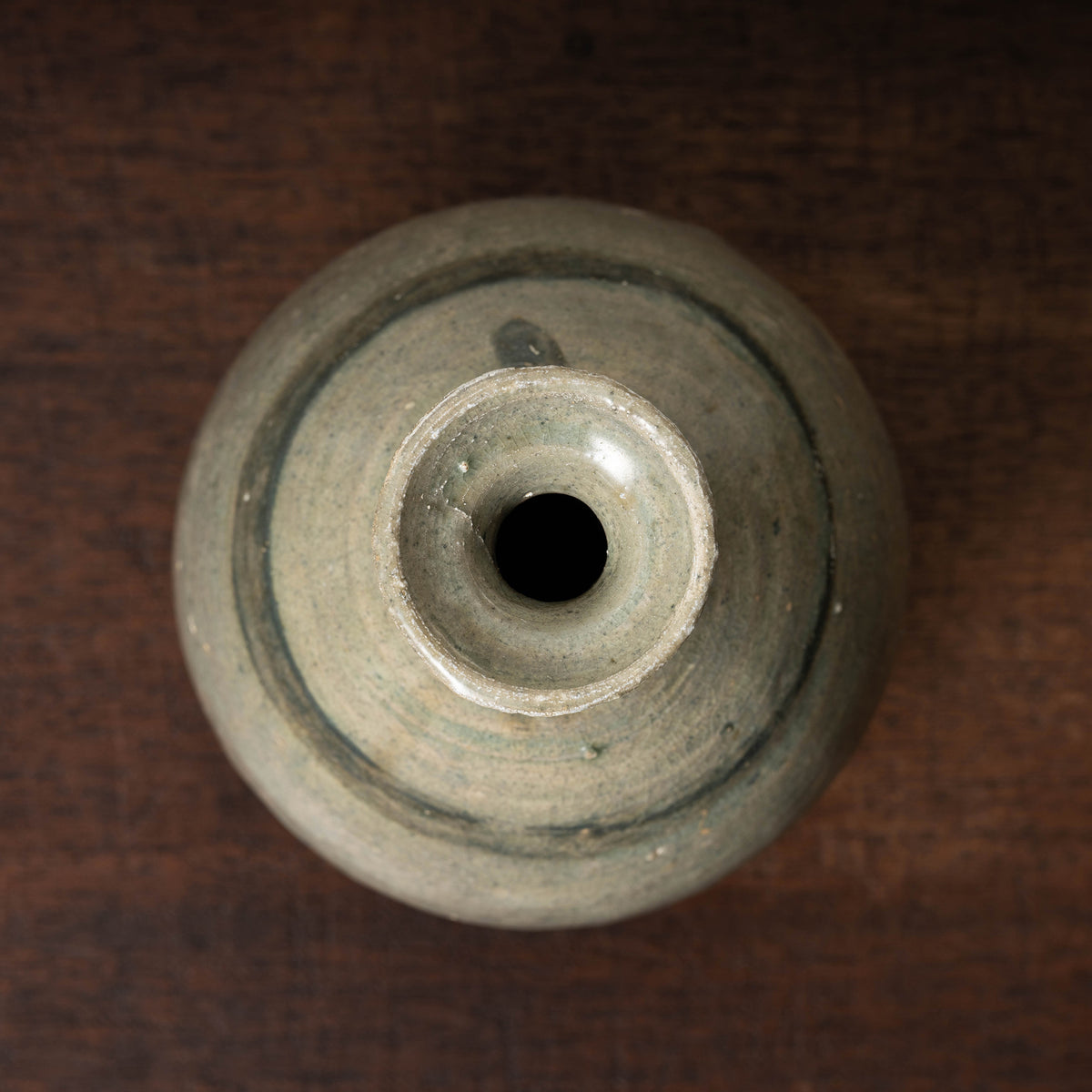 Joseon Dynasty Celadon Bottle with Underglaze Iron-painted