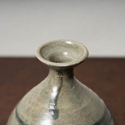 Joseon Dynasty Celadon Bottle with Underglaze Iron-painted