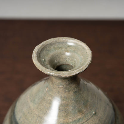 Joseon Dynasty Celadon Bottle with Underglaze Iron-painted