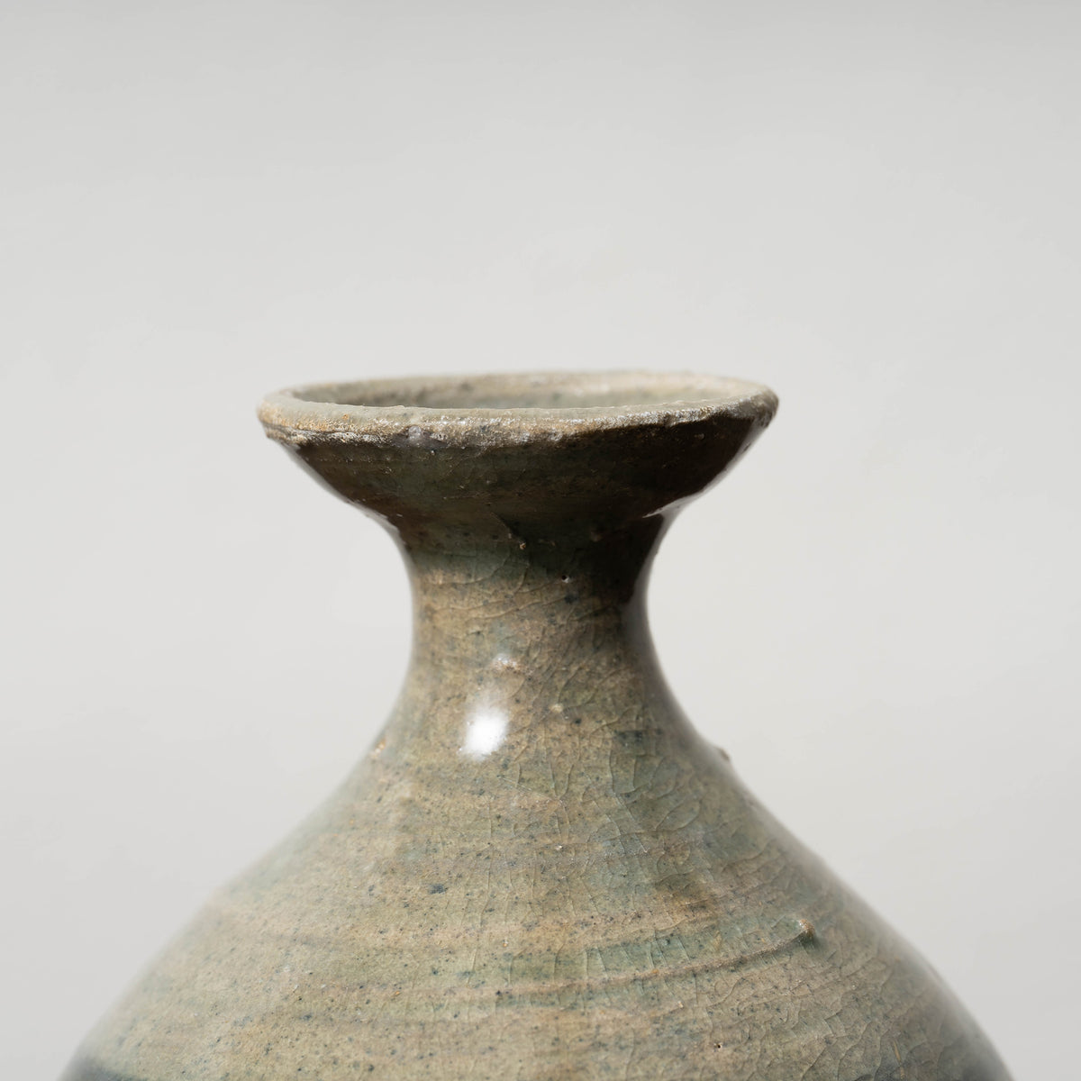 Joseon Dynasty Celadon Bottle with Underglaze Iron-painted