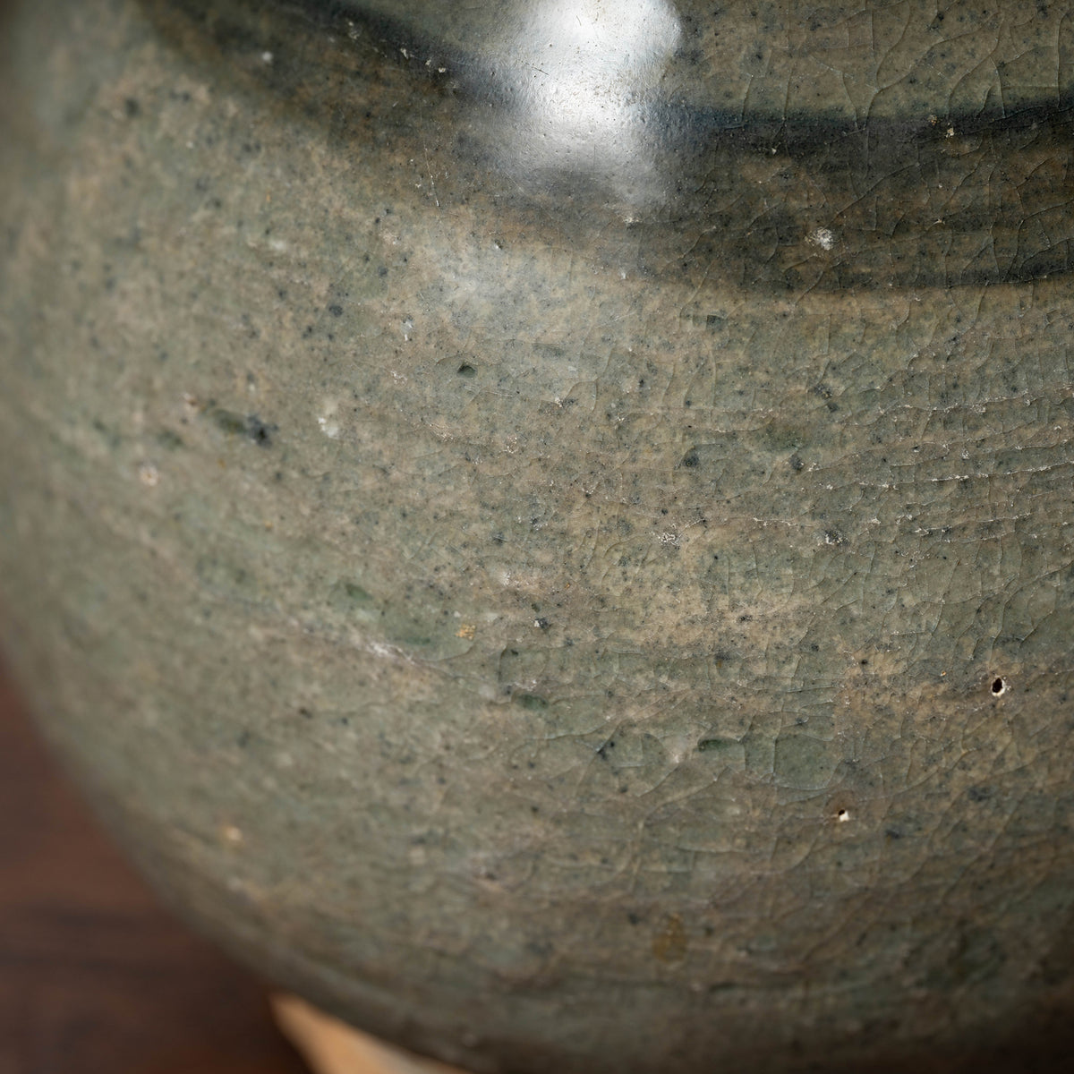 Joseon Dynasty Celadon Bottle with Underglaze Iron-painted