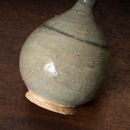 Joseon Dynasty Celadon Bottle with Underglaze Iron-painted