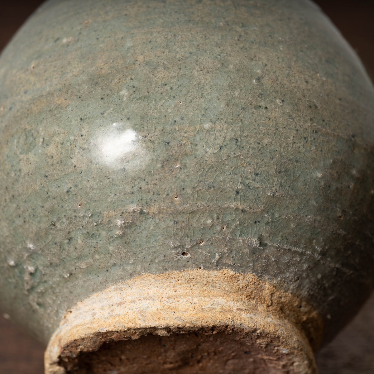 Joseon Dynasty Celadon Bottle with Underglaze Iron-painted