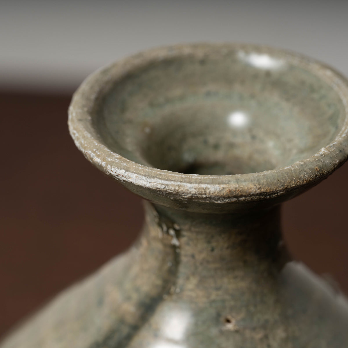 Joseon Dynasty Celadon Bottle with Underglaze Iron-painted