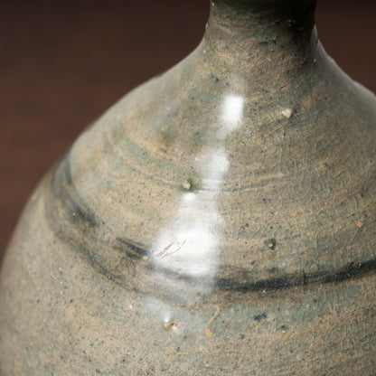 Joseon Dynasty Celadon Bottle with Underglaze Iron-painted