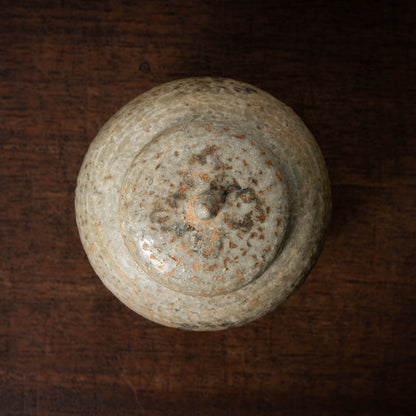Joseon Dynasty Buncheong Ware Gyeryongsan-type Lid and Jar with flower Design