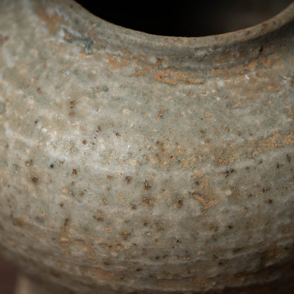 Joseon Dynasty Buncheong Ware Gyeryongsan-type Lid and Jar with flower Design
