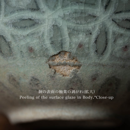 高麗 青磁象嵌辰砂七宝文小壺