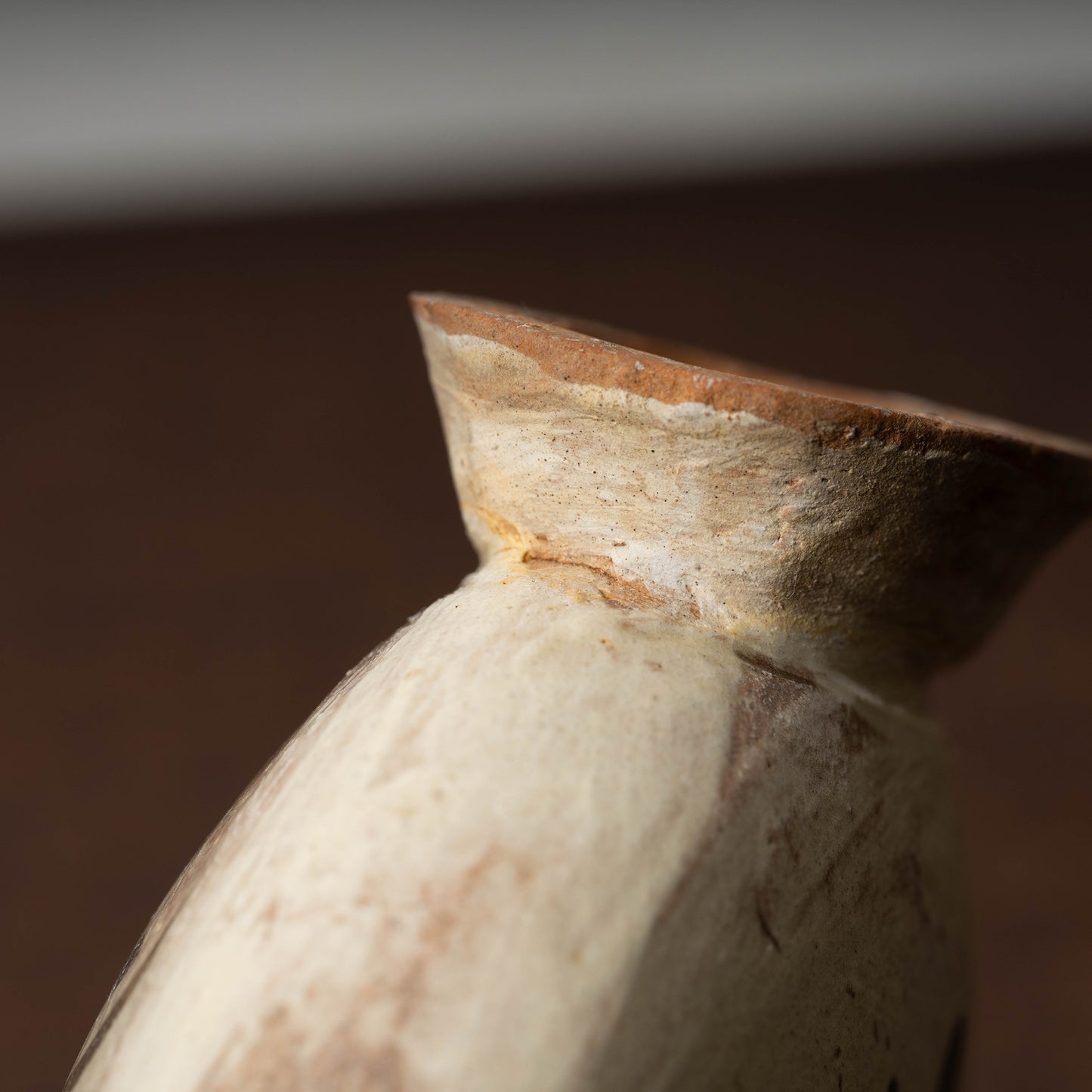Joseon Dynasty Buncheong Ware Flat Jar with Iron Painted Peony Design