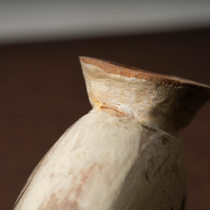 Joseon Dynasty Buncheong Ware Flat Jar with Iron Painted Peony Design